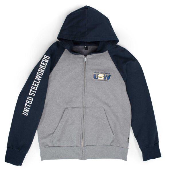 Grey/Navy Hooded L/S Zip Ups