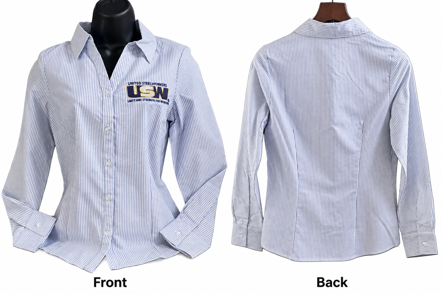 Women's Blue Pin Stripe Dress Shirt