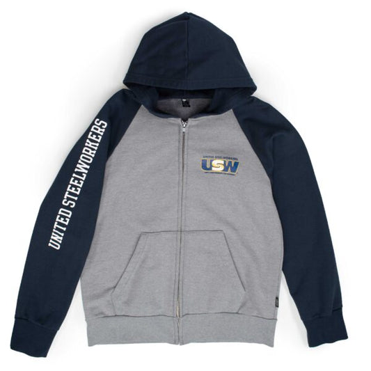Grey/Navy Hooded L/S Zip Ups