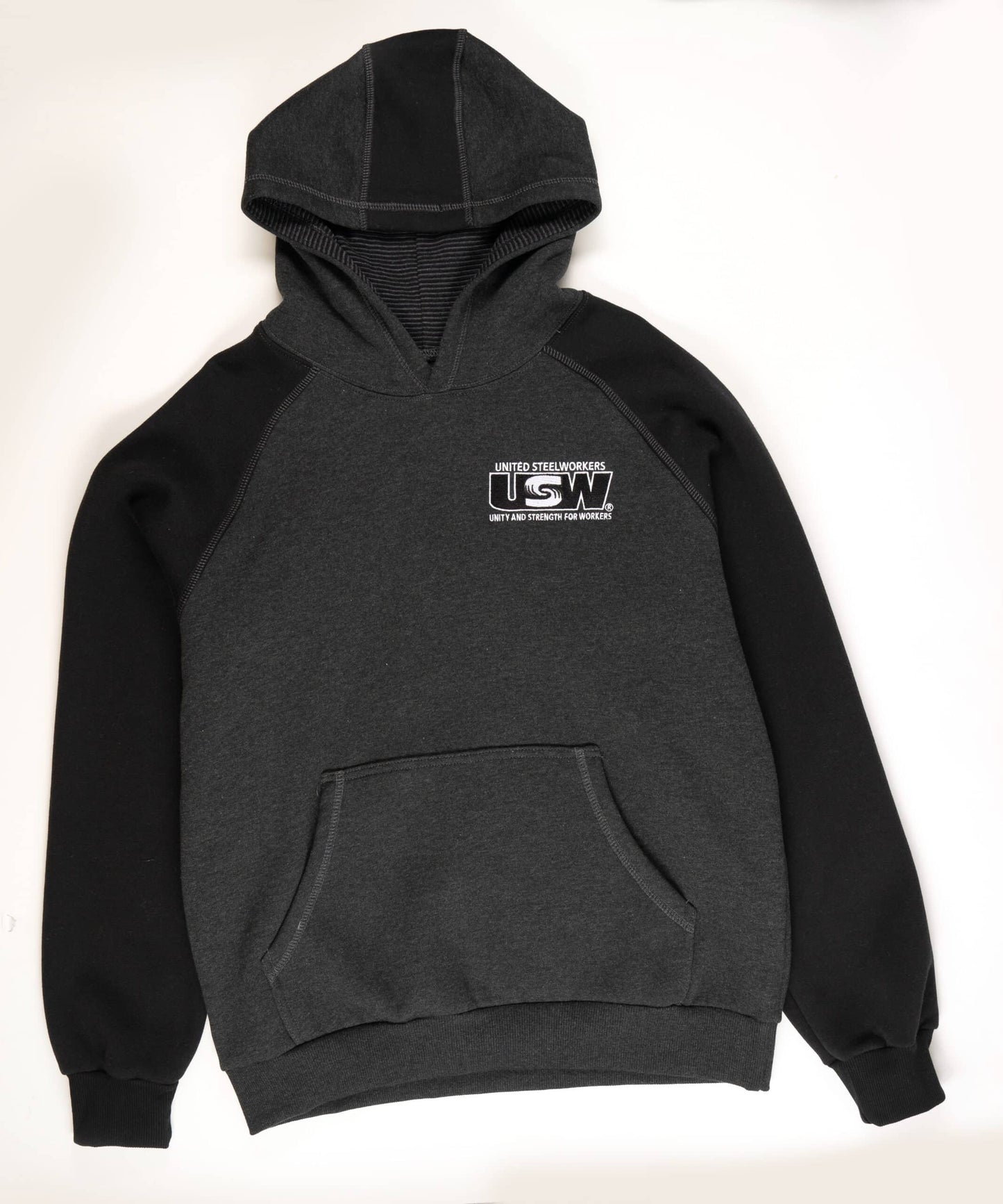 Two Toned Charcoal Hoodie Front