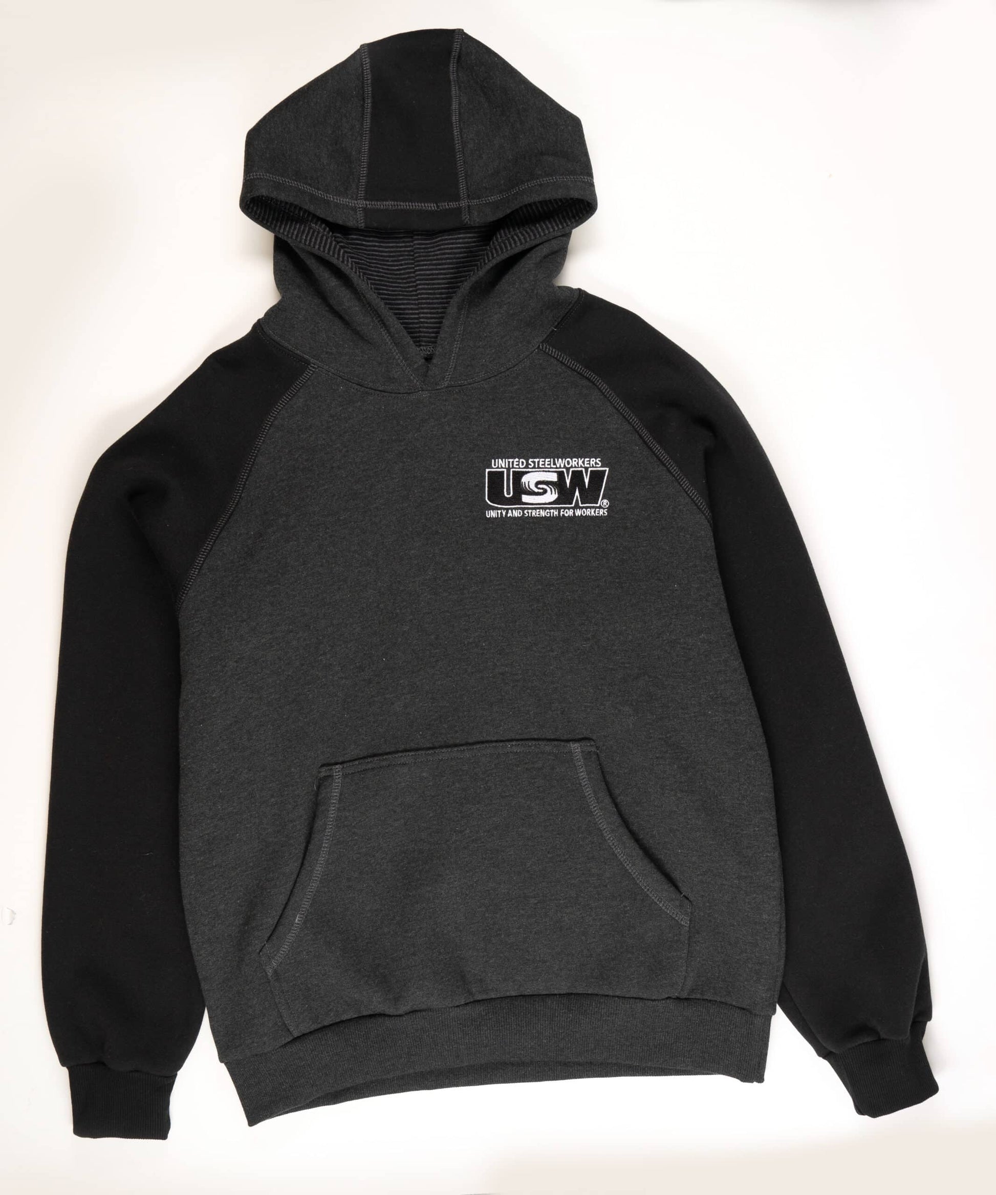 Two Toned Charcoal Hoodie Front