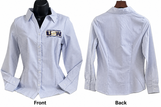 Women's Blue Pin Stripe Dress Shirt