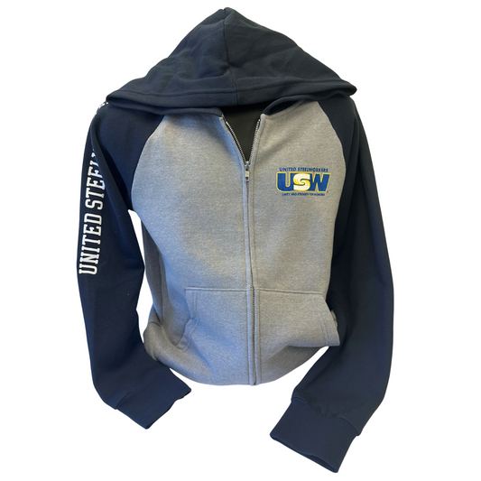 Grey/Navy Hooded L/S Zip Ups