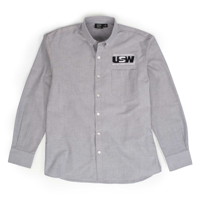 Men's Long Sleeve Oxford - Grey - USW Steelworker Store