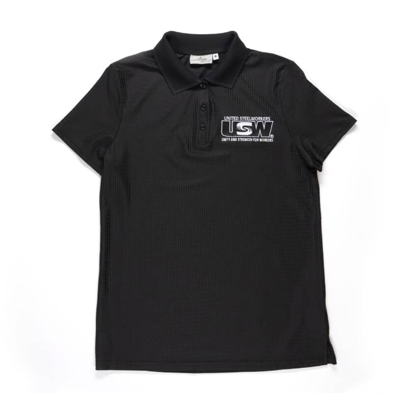 Women's Black Needle Drop Polo Shirt - USW Steelworker Store