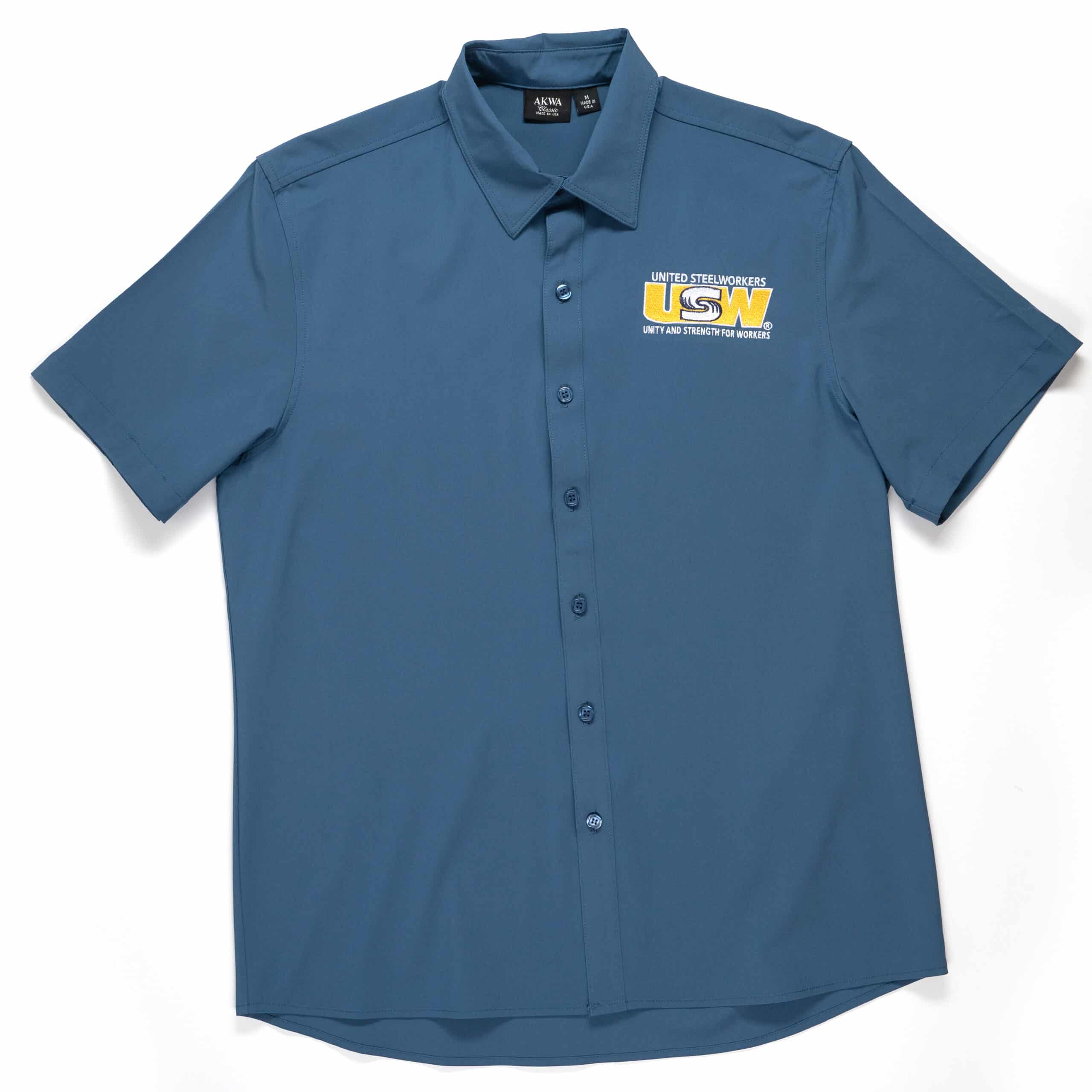 Men's Short Sleeve Dress Shirt - BLUE - USW Steelworker Store